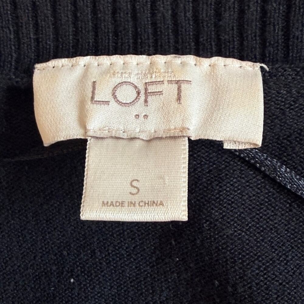 LOFT Black Open Front Shrug Cardigan 3/4 Sleeve Lightweight Knit Sweater Size S - Picture 2 of 8